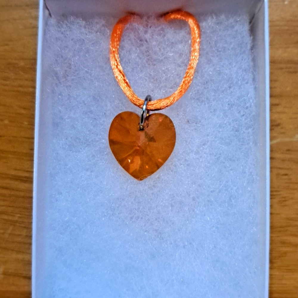 Orange Juice Crystal Heart Necklace